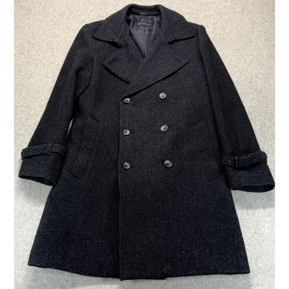 INC International Concepts Womens Double Breasted Peacoat Black Belted Lined L